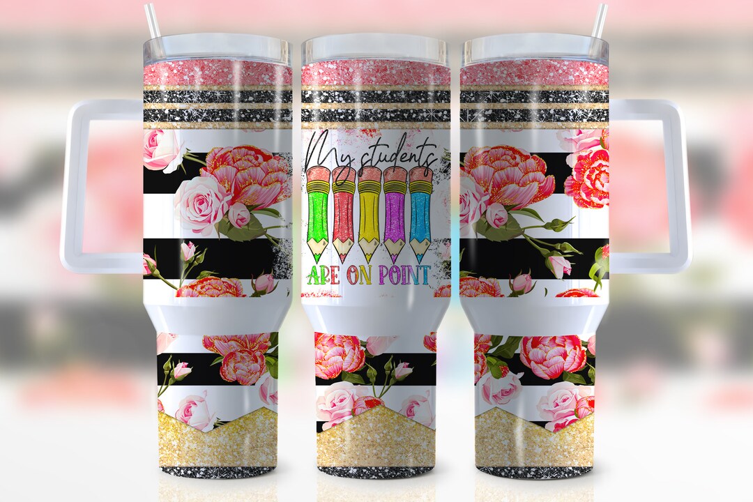 40oz My Students Are on Point Quencher Tumbler Wrap, Teacher, Rainbow
