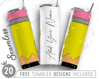 Pencil Pattern 20oz Skinny Tumbler Wrap Design PNG, Teacher Fuel, Glitter, Teacher Life,Straight&Tapered Tumbler Design,Digital Download,Png
