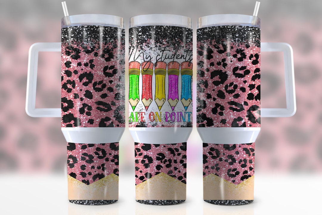 40oz My Students Are on Point Quencher Tumbler Wrap, Teacher, Rainbow