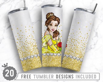 20oz Princess Girl Skinny Tumbler Sublimatie Png, stripfiguur, prinses, Anime, filmkarakter, Straight &Tapered Tumbler Png Design