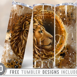 20oz Zodiac Signs Leo Skinny Tumbler Wrap Png, Leo Affirmation 20oz Tumbler, Horoscope, Astrology, Star Sign, Wrap Straight&Tapered Tumblers