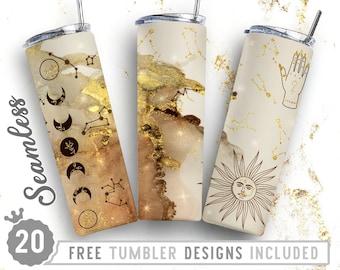Celestial Sternzeichen 20 Unzen Skinny Tumbler Wrap Design, Sternzeichen Png, Glitter, Spooky Season, Straight&Tapered Tumbler Design, digitaler Download