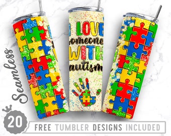 Autism Awareness 20oz Skinny Tumbler Wrap Design, Different Is Beautiful, Puzzle Ribbon, Straight&Tapered Tumbler Design, Digital Download