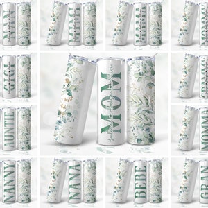 Paquete de más de 50 Big Mama, Sublimación de vaso flaco de 20 oz Png, Mamá, Día de la Madre, Rosas, Flores, Floral, Envoltura, Diseño Png de vaso recto y cónico