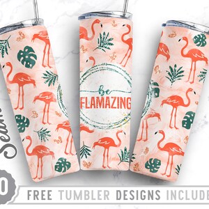 Bundle 20oz Skinny Tumbler Design Sublimation Template Flamingo, Flamingo Png,Love My Flock Png, Wrap Sublimation Straight&Tapered Tumbler