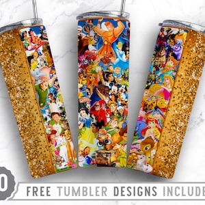 20oz Magic World Skinny Tumbler Sublimation Png, Cartoon Character Png, Princess, Anime, Love, Png, Straight &Tapered Tumbler Png Design