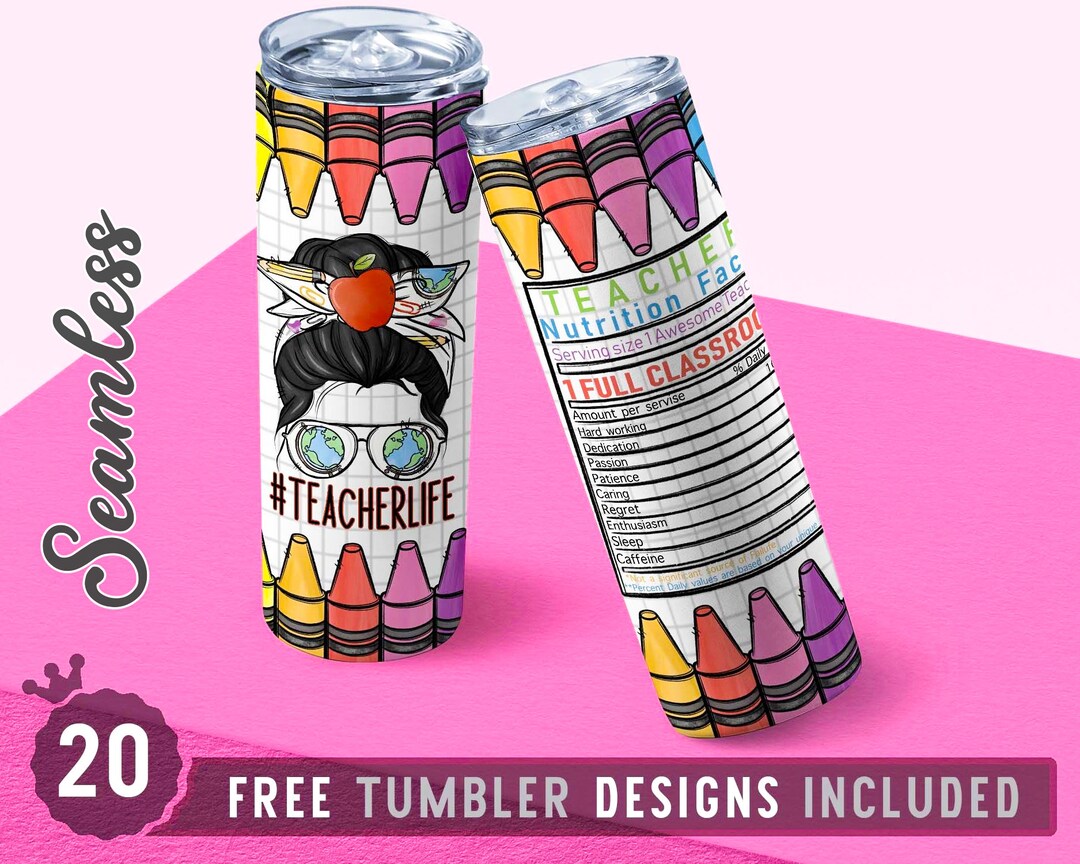 Teacher Nutrition Facts Crayons 20oz Skinny Tumbler Wrap Etsy