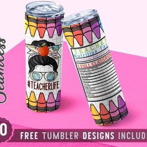Crayons de faits nutritionnels pour les enseignants 20oz Skinny Tumbler Wrap Design, Retour à l’école, Cadeau de l’enseignant, Conception de gobelets droits et coniques, Téléchargement numérique