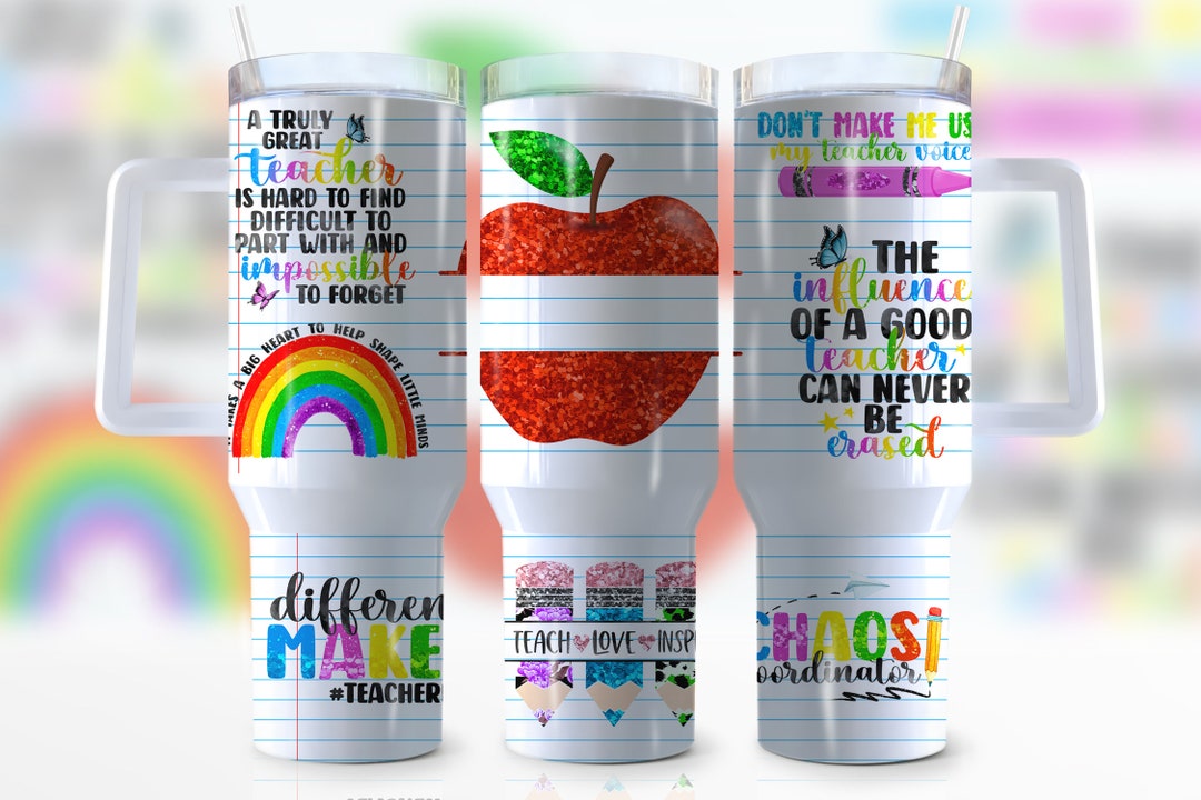 40oz Teacher Fuel Quencher Tumbler Wrap, Teacher Life, Pencil, Apple ...