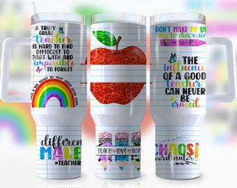40oz Teacher Fuel Quencher Tumbler Wrap, Teacher Life, Pencil, Apple, Love, Teacher Appreciation, Wrap, Sublimation,Seamless, Tumbler Design