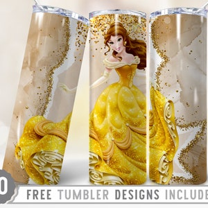 20oz Princess Girl Skinny Tumbler Wrap Png, Personaje de dibujos animados, Princesa, Anime, Personaje de película, Diseño Png de vaso recto y cónico
