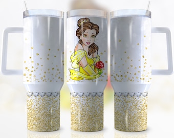 40oz Princess Girl Quencher Tumbler Wrap, stripfiguur, prinses, anime, filmkarakter, wrap, sublimatie, naadloos, Tumbler Design