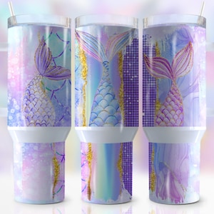Mermaid Tails 40oz Quencher Tumbler Wrap, Ocean Life, Aniversário, Meninas, Verão, Férias, Wrap, Sublimação, Png, Sem Costura, Design de Tumbler