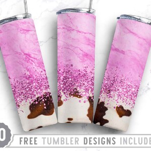 20oz Glitter Marble Cowhide Skinny Tumbler Sublimation Png, Leopard, Glitter, Animal Print, Pattern,Png,Straight &Tapered Tumbler Png Design