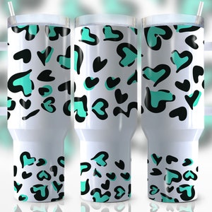 40oz Leopard Tumbler Wrap, Leopard Glitter, Hearts, Love, Gift For Mom, Cheetah, Seamless, Print, Wrap, Sublimation,Seamless, Tumbler Design