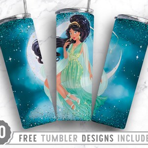 20oz Princess Girl Skinny Tumbler Sublimation Png, Cartoon Character Png,Princess, Anime, Love, Castle Png, Straight &Tapered Tumbler Design