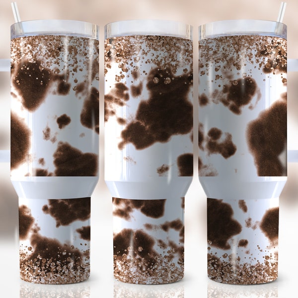 Glitter Cowhide 40oz Quencher Tumbler Wrap, Leopard, Glitter, Animal Print, Animal Pattern, Wrap,Sublimation,Tumbler Design,Digital Download