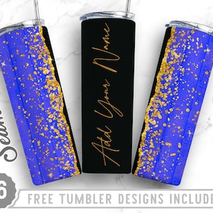 Blauer Glitzer 20 Unzen Skinny Tumbler Wrap Design, Geschenk für sie, Valentinstag, blauer Tumbler Png, Straight & Tapered Tumbler Design, digitaler Download