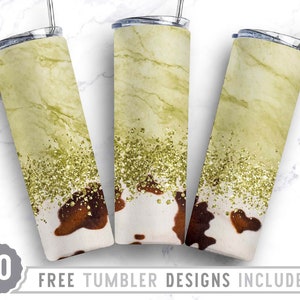 20oz Glitter Marble Cowhide Skinny Tumbler Sublimation Png, Leopard, Glitter, Animal Print, Pattern,Png,Straight &Tapered Tumbler Png Design