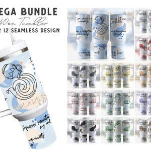Mega Bundle 40oz Zodiac Signs Quencher Tumbler Wrap Png, Celestial Affirmation 40oz Tumbler, Horoscope, Astrology, Star Sign, Tumbler Design