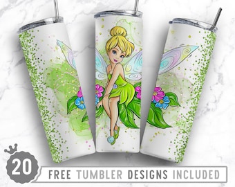 20oz Birthday Magic Skinny Tumbler Sublimation Png, Cartoon Character, Princess, Movie Character, Love, Straight &Tapered Tumbler Png Design
