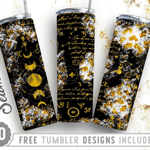 20oz Skinny Tumbler Design Sublimation Template Celestial Zodiac, Mystical, Glitter Leopard, Wrap Sublimation Straight&Tapered Tumbler, Png