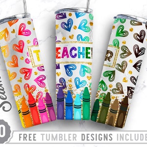 Bundle 20oz Skinny Tumbler Design Sublimation Template Teacher, Teacher Png, Heart Skinny Design, Wrap Sublimation Straight&Tapered Tumbler