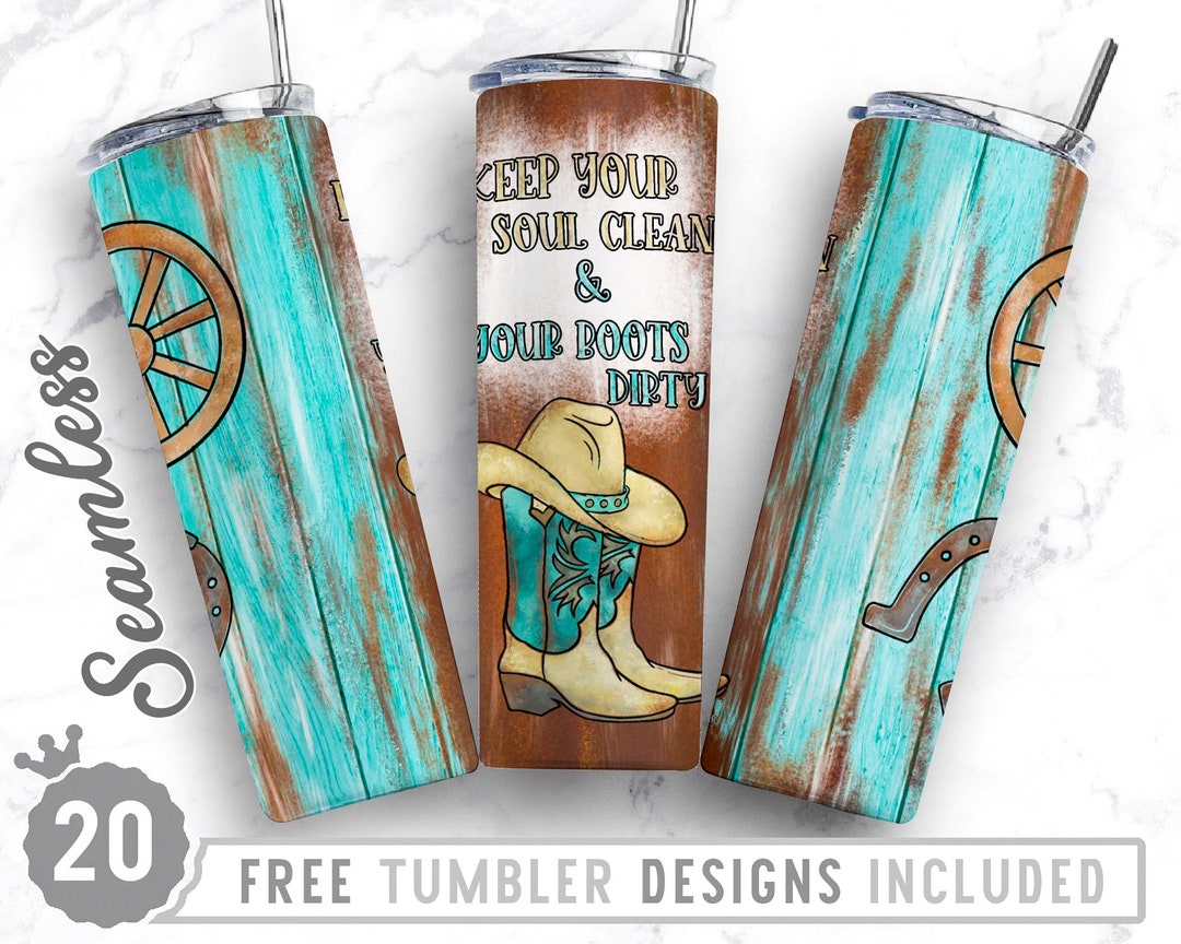 Cowgirl Boots 20oz Skinny Tumbler Wrap Design PNG, A Western Country ...