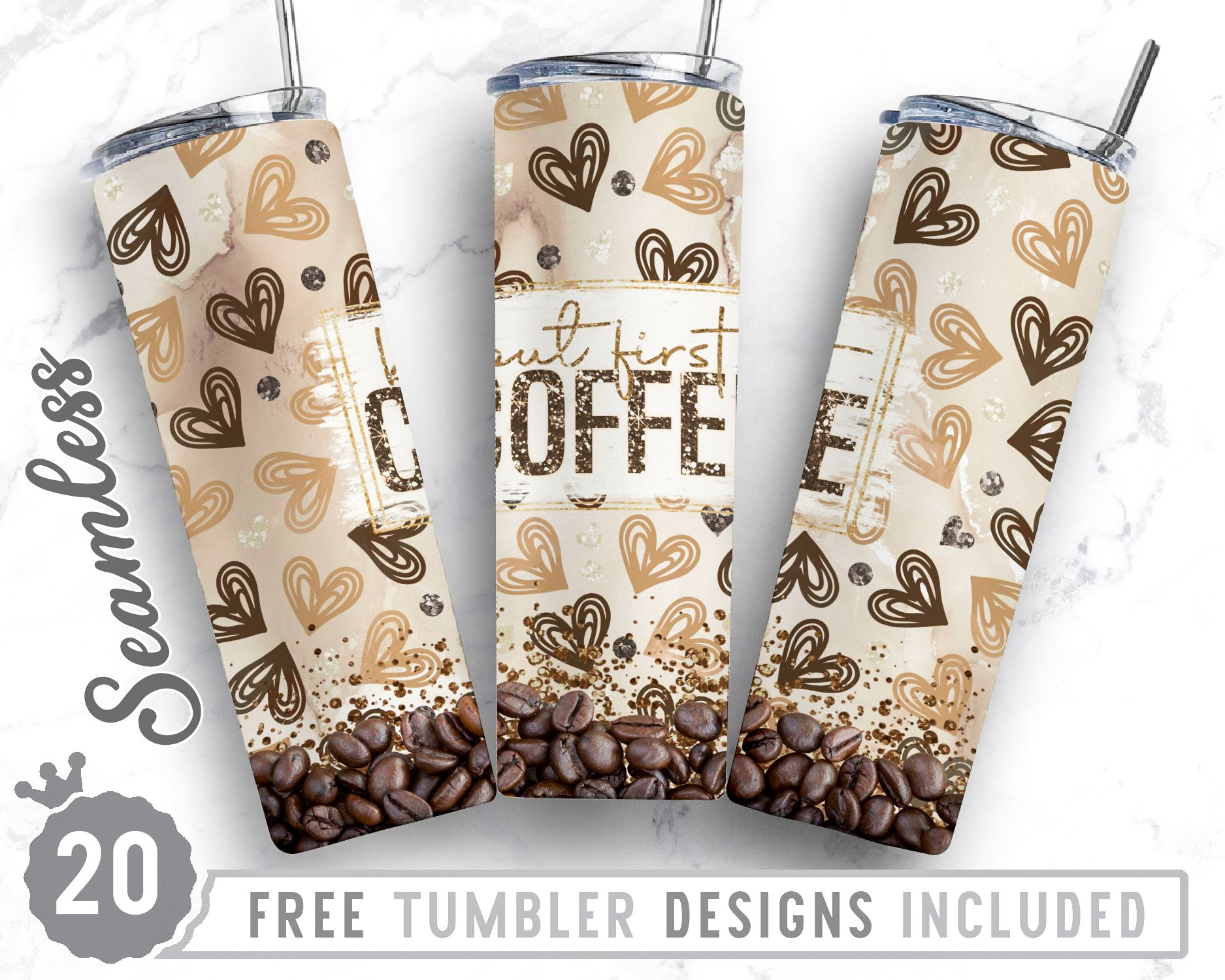 20oz Skinny Tumbler Design Sublimation Template Coffee, Coffee Png, but ...