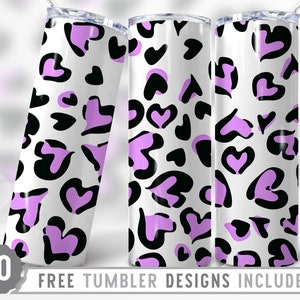 20oz Leopard Skinny Tumbler Sublimation Png, Leopard Glitter, Hearts, Love, Cheetah, Seamless,Print,Png,Straight &Tapered Tumbler Png Design