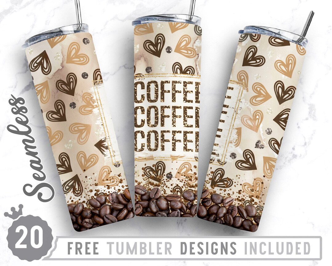 20oz Skinny Tumbler Design Sublimation Template Coffee, Coffee Png ...