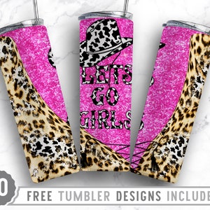 20 Unzen Skinny Tumbler Design Sublimationsvorlage Western Let's Go Girls, Geschenk für Mama, Cowboyhüte, Wrap Sublimation Straight & Tapered Tumbler