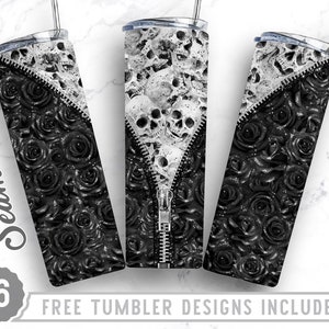 Skulls and Roses 20oz Skinny Tumbler Wrap Design, Floral Skull,Birthday Gift,Skull Tumbler,Straight&Tapered Tumbler Design, Digital Download