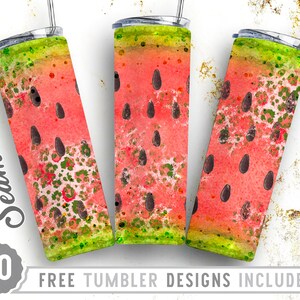 20oz Skinny Tumbler Design Sublimation Template Watermelon,Watermelon Tumbler,Summer Sublimation, Wrap Sublimation Straight&Tapered Tumbler