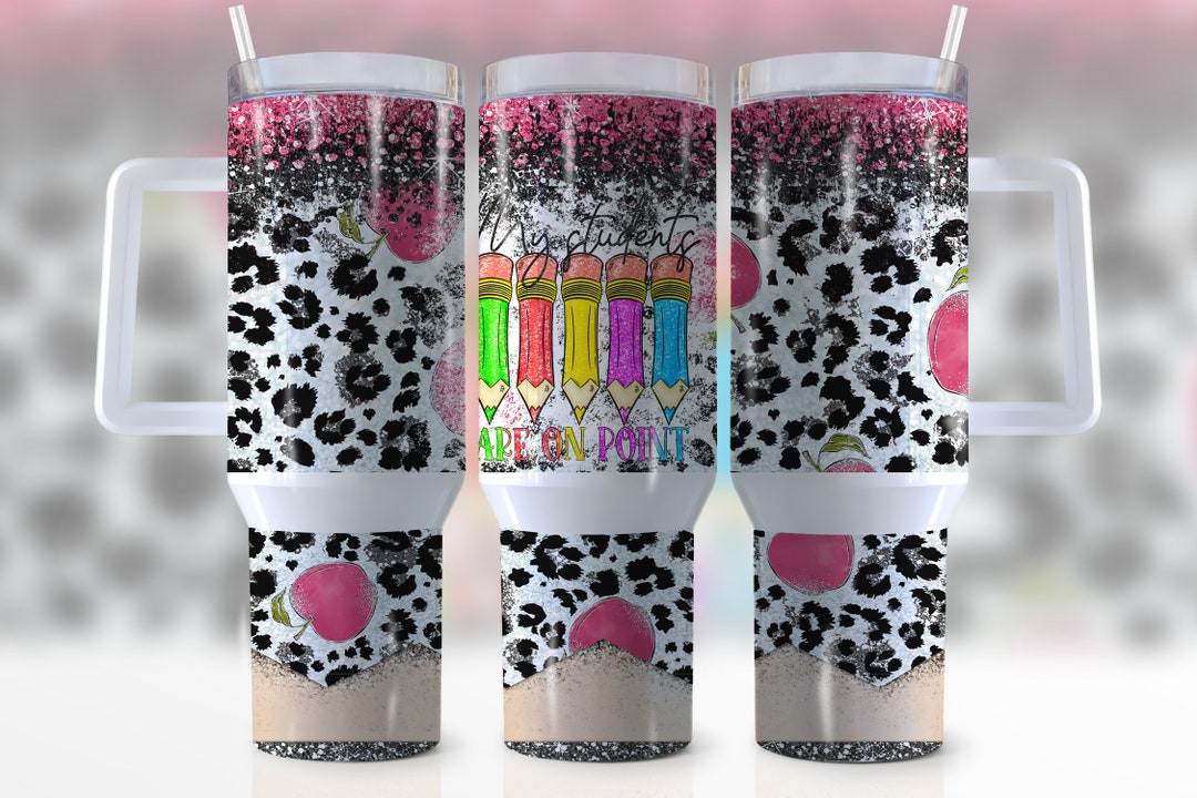 40oz My Students Are on Point Quencher Tumbler Wrap, Teacher, Rainbow