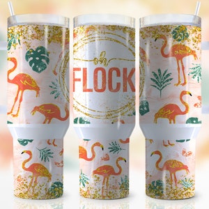 Flamingo 40oz Quencher Tumbler Wrap, Flamingo Png, Monstera Design, Oh Flock Png, Wrap, Sublimation, Png, Tumbler Design, Digital Download