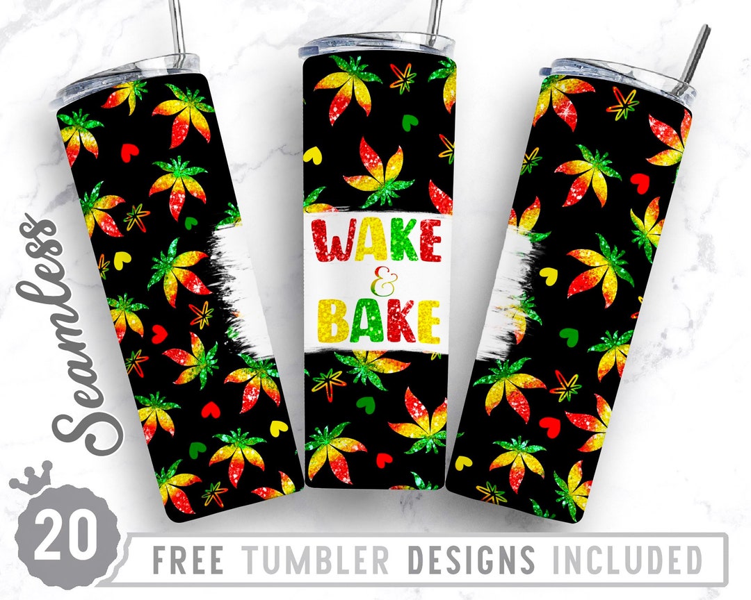 20oz Skinny Tumbler Sublimation Designs,wake and Bake Png, Heart Skinny