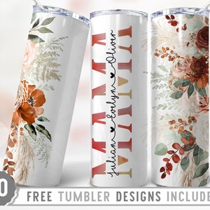 20oz Mama Skinny Tumbler Sublimación Png, Mamá, Día de la Madre, Rosas, Flores, Groovy, Boho, Floral, Png, Vaso Recto y Cónico Diseño Png