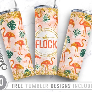 20oz Skinny Tumbler Design Sublimation Template Flamingo, Flamingo Png, Oh Flock Png, Monstera Design, Sublimation Straight&Tapered Tumbler