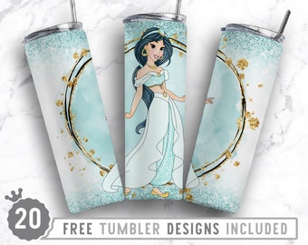 20oz Princess Girl Skinny Tumbler Sublimation Png, Cartoon Character Png, Princess, Birthday, Love, Png,Straight &Tapered Tumbler Png Design