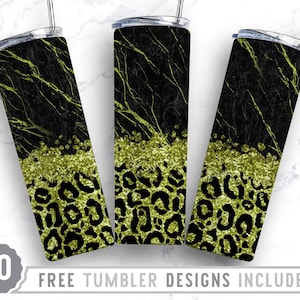 20oz Leopard Glitter Marble Skinny Tumbler Sublimation Png, Agata, Glitter, Animal Print, Pattern, Png, Straight &Tapered Tumbler Png Design