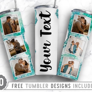 20oz Photo Frame Marble Skinny Tumbler Sublimation Png, Picture Family Frame, Collage, Glitter,Sublimation,Png,Straight &Tapered Tumbler Png