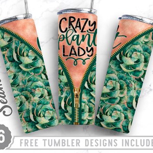 Crazy Plant Lady 20 Unzen Skinny Tumbler Wrap Design, Plantaholic, Sukkulent, Zimmerpflanzen, Straight&Tapered Tumbler Design, digitaler Download