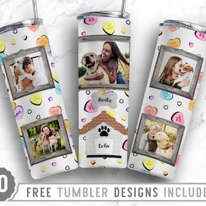 20oz Dog Lover Photo Frame Skinny Tumbler Sublimation Png, Picture Family Frame, Collage, Glitter, Png, Straight &Tapered Tumbler Png Design