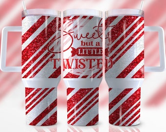 40oz Christmas Quencher Tumbler Wrap, Sweet But a Little Twisted Tumbler Png, Christmas, Merry, Bright,Candy Cane,Sublimation,Tumbler Design