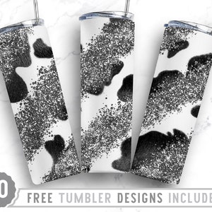 Koeienhuid 20oz Skinny Tumbler Wrap Design, Cowgirl, Western Tumbler, Glittern TumblerPng, Straight&Tapered Tumbler Design, Digitale Download