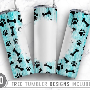 20oz Dog Paw Gold Glitter Skinny Tumbler Sublimation Png, Dog Fur Mom, Collage,Faux Glitter,Sublimation,Straight &Tapered Tumbler Png Design