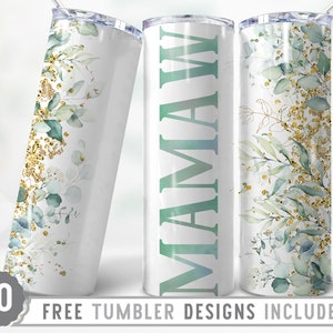 20oz Mamaw Skinny Tumbler Sublimación Png, Mami, Mamá, Rosas, Flores, Groovy, Boho, Floral, Png, Vaso Recto y Cónico Diseño Png