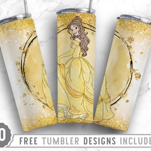 20oz Princess Skinny Tumbler Sublimation Png, Cartoon Character Png,Princess, Birthday, Movie Character,Straight &Tapered Tumbler Png Design