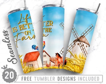 Life is Better On The Farm 20oz Skinny Tumbler Wrap Design, Farm Animal, Farm Life, Straight&Tapered Tumbler Design, Digital Download, Png